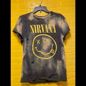 custom distressed bleach wash nirvana tshirt